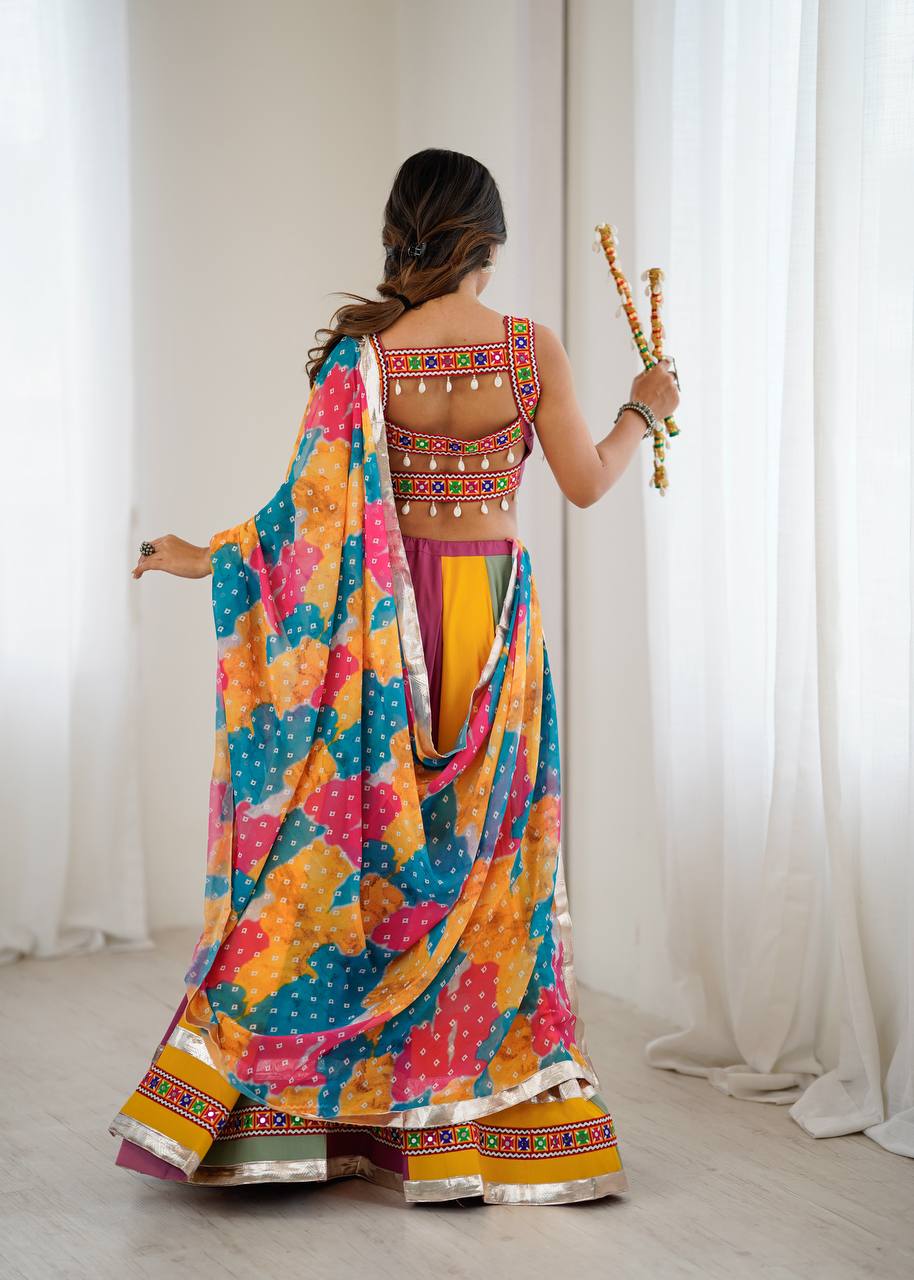 Havy Rayon Gamthi Thred Work With Real Mirror Lehenga Choli